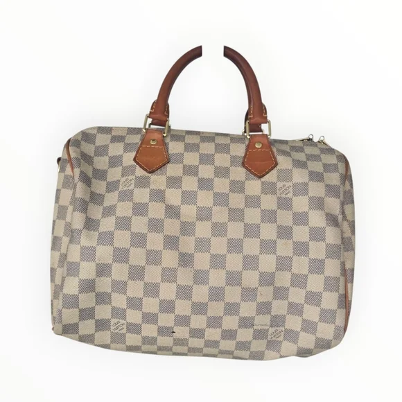 Louis Vuitton Checkered Tan Brown Handbag Women 10x10 Inches Medium - Picture 2 of 16